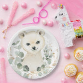 Winter Baby Polar Bear Eukalyptus Greenery Gold Pappteller (Party)