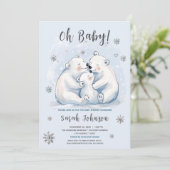 Winter Baby Polar Bear Family Baby Dusche Einladung (Stehend Vorderseite)