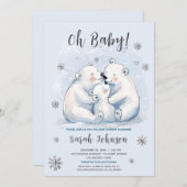 Winter Baby Polar Bear Family Baby Dusche Einladung (Vorne/Hinten)