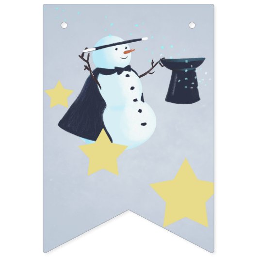 Winter Baby Reveal Dusche Magische Snowman Moderne Wimpelkette (Erste Fahne)