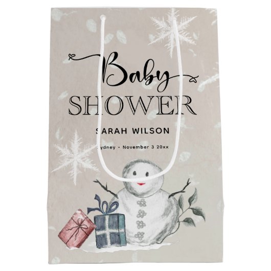 Winter Baby Showbeutel Mittlere Geschenktüte (Rückseite)