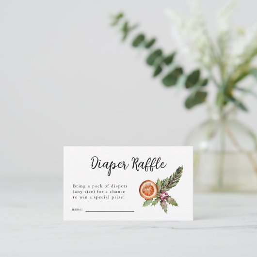 Winter Baby Showdiaper Raffle Ticket Begleitkarte (Stehend Vorderseite)
