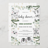 Winter Baby Shower Animals Einladung (Vorne/Hinten)