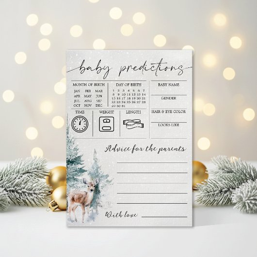 Winter Baby Shower Baby Predictions & Advice Card Einladung