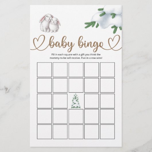 Winter Baby Shower Bingo Game (Vorderseite)