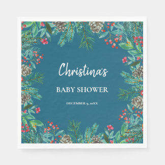 Winter Baby Shower Blue Serviette