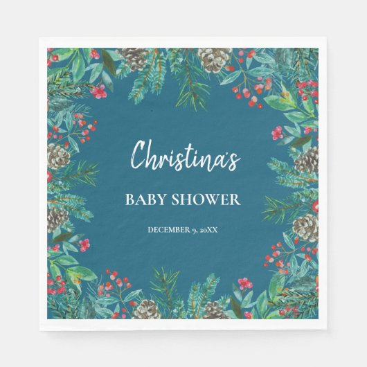 Winter Baby Shower Blue Serviette (Vorderseite)
