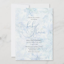 Winter Baby Shower Boy Blue Snowflake