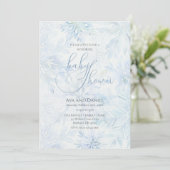 Winter Baby Shower Boy Blue Snowflake Einladung (Stehend Vorderseite)