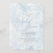 Winter Baby Shower Boy Blue Snowflake Einladung (Vorne/Hinten)