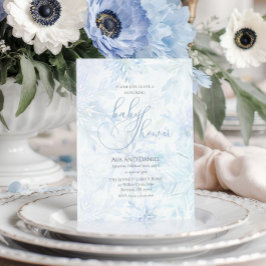 Winter Baby Shower Boy Blue Snowflake Einladung