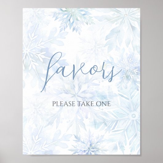 Winter Baby Shower Boy Blue Snowflake Favor Poster (Vorne)
