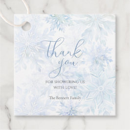 Winter Baby Shower Boy Blue Snowflake Thanks Geschenkanhänger