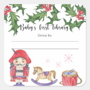 Winter-Baby-Shower-Buchgeschenk, Bücher für Baby Quadratischer Aufkleber