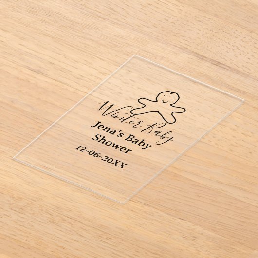 Winter baby shower cookie black scribble hand-draw acryleinladungen (Ablage )