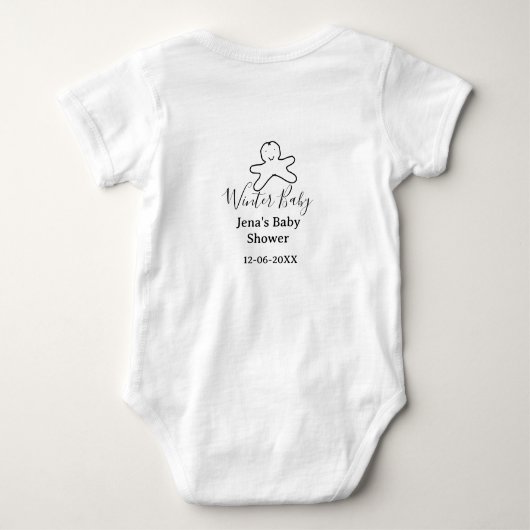 Winter baby shower cookie black scribble hand-draw baby strampler (Rückseite)