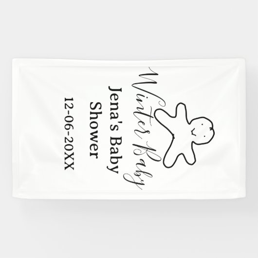 Winter baby shower cookie black scribble hand-draw banner (Horizontal)
