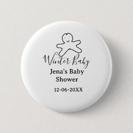 Winter baby shower cookie black scribble hand-draw button