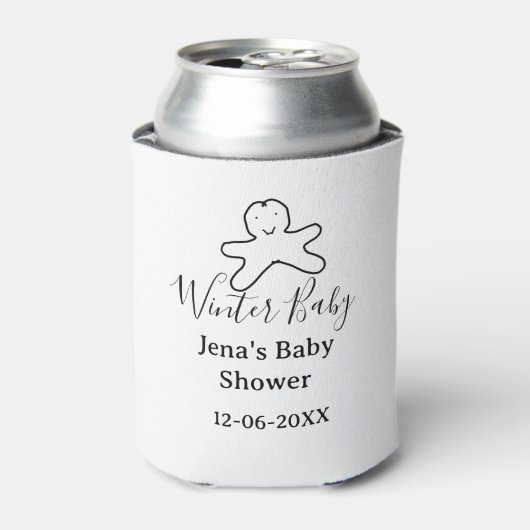 Winter baby shower cookie black scribble hand-draw dosenkühler (Kanne Vorderseite)
