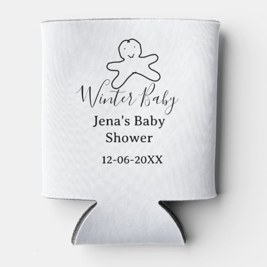 Winter baby shower cookie black scribble hand-draw dosenkühler (Vorderseite)