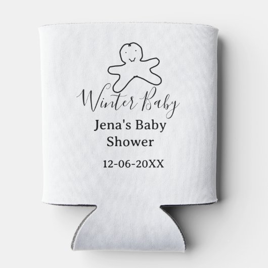 Winter baby shower cookie black scribble hand-draw dosenkühler (Rückseite)