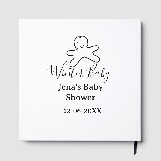 Winter baby shower cookie black scribble hand-draw gästebuch (Rückseite)