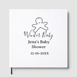 Winter baby shower cookie black scribble hand-draw gästebuch
