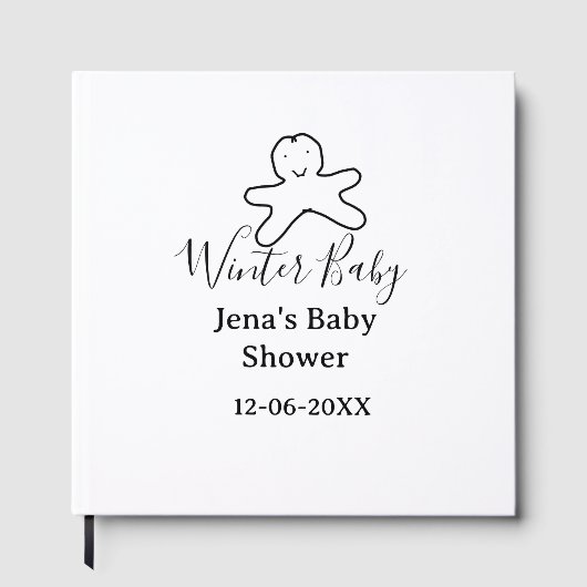 Winter baby shower cookie black scribble hand-draw gästebuch (Vorderseite)