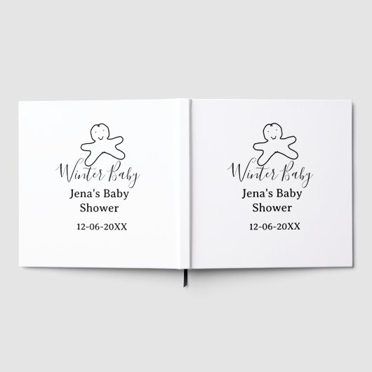 Winter baby shower cookie black scribble hand-draw gästebuch (Voll)