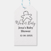 Winter baby shower cookie black scribble hand-draw geschenkanhänger (Vorderseite)