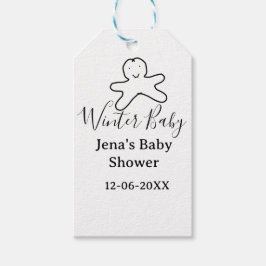 Winter baby shower cookie black scribble hand-draw geschenkanhänger