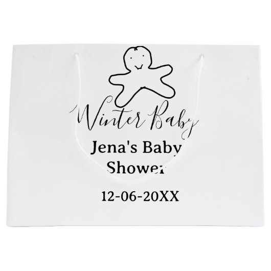 Winter baby shower cookie black scribble hand-draw große geschenktüte (Vorderseite)