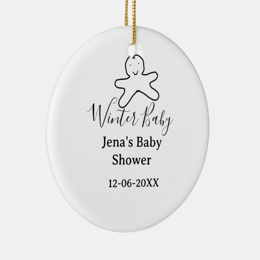 Winter baby shower cookie black scribble hand-draw keramik ornament (Rechts)