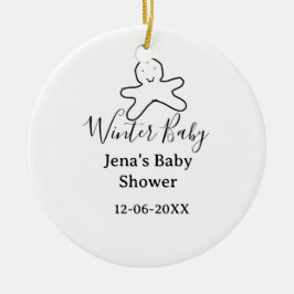 Winter baby shower cookie black scribble hand-draw keramik ornament