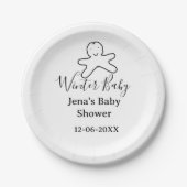 Winter baby shower cookie black scribble hand-draw pappteller (Vorderseite)