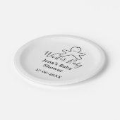 Winter baby shower cookie black scribble hand-draw pappteller (Schrägansicht)