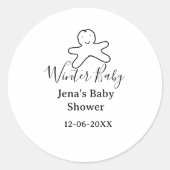 Winter baby shower cookie black scribble hand-draw runder aufkleber (Vorderseite)