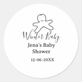 Winter baby shower cookie black scribble hand-draw runder aufkleber