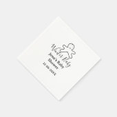 Winter baby shower cookie black scribble hand-draw serviette (Ecke)
