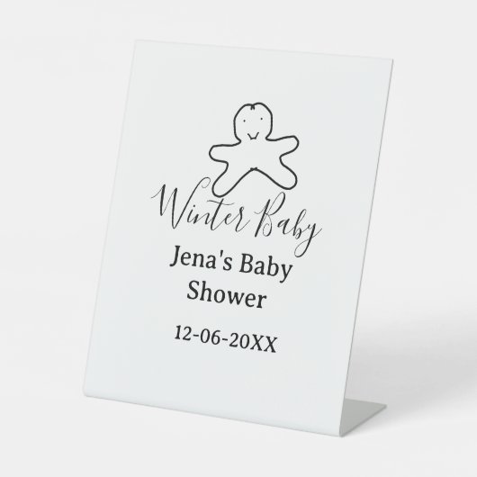 Winter baby shower cookie black scribble hand-draw sockelschild (Vorderseite)