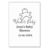 Winter baby shower cookie black scribble hand-draw tischnummer (Rückseite)