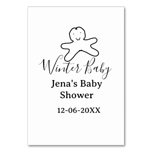 Winter baby shower cookie black scribble hand-draw tischnummer (Rückseite)