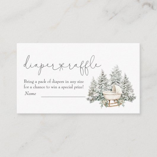 Winter Baby Shower Diaper Raffle Enclosure Card Begleitkarte (Vorderseite)