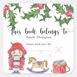 Winter Baby Shower - dieses Buch gehört Quadratischer Aufkleber