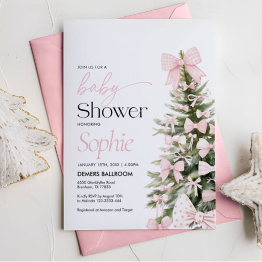 Winter Baby Shower Einladung, Bow Baby Dusche Einladung