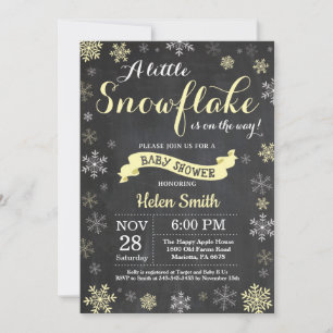 Winter-Baby-Shower-Einladung Gelbe Schneeflocke Kr Einladung