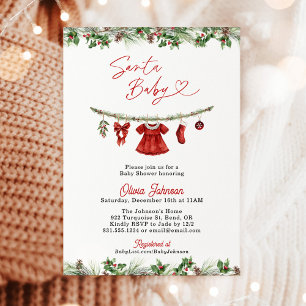Winter-Baby-Shower-Einladung, Mädchen Santa Baby S Einladung