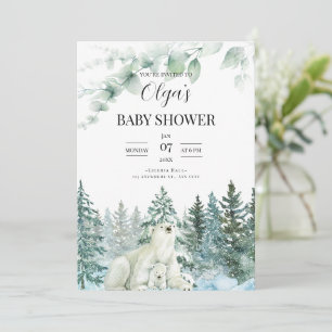 Winter-Baby-Shower-Einladung Mama Bär Baby-Show Einladung