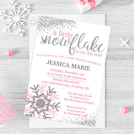 Winter Baby Shower Einladung - Pink Snowflake