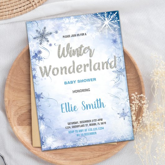 Winter Baby Shower Einladungen Blue